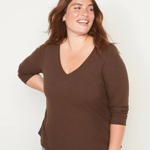 Cocoa Brown V Neck Shirt - Picture 7 of 8